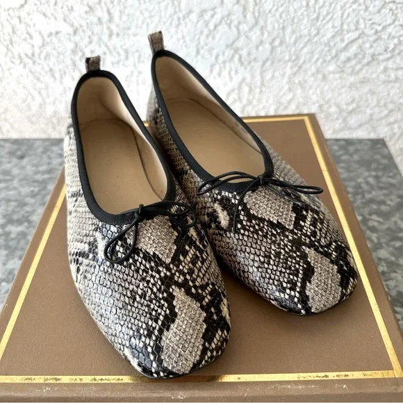 EVERLANE Italian Leather Day Ballet Flat Snake Print 9.5 - Picture 2 of 16